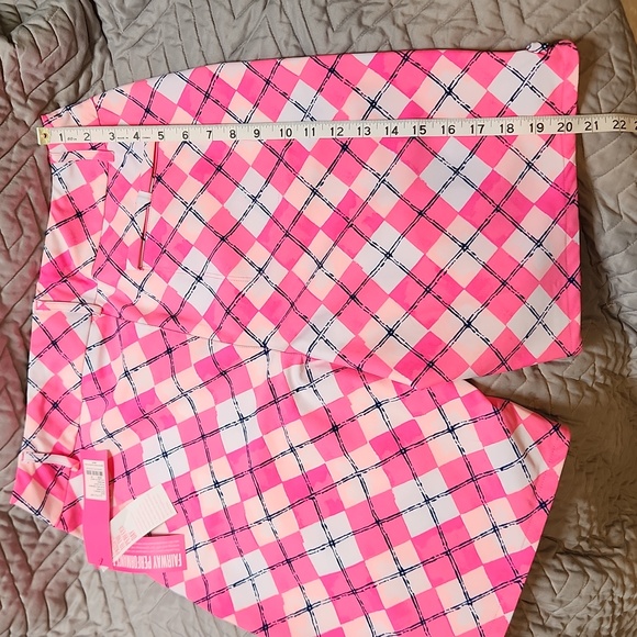 Lilly Pulitzer Reid Shorts Pink Argyle "Glow and Flow" Golf Luxletic Zip sz 14 - Picture 11 of 13